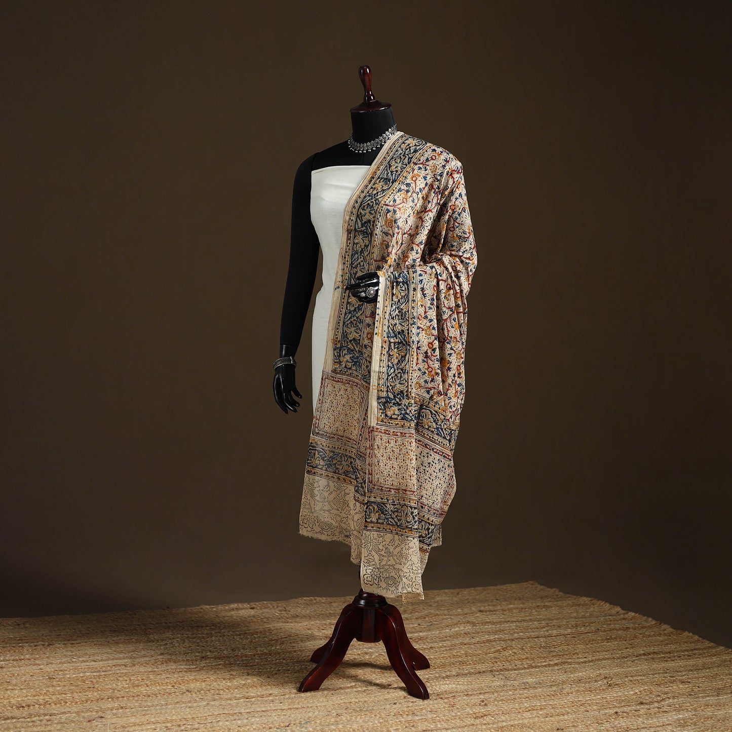 Kalamkari Hand Block Print Natural Dyed Cotton Dupatta 49