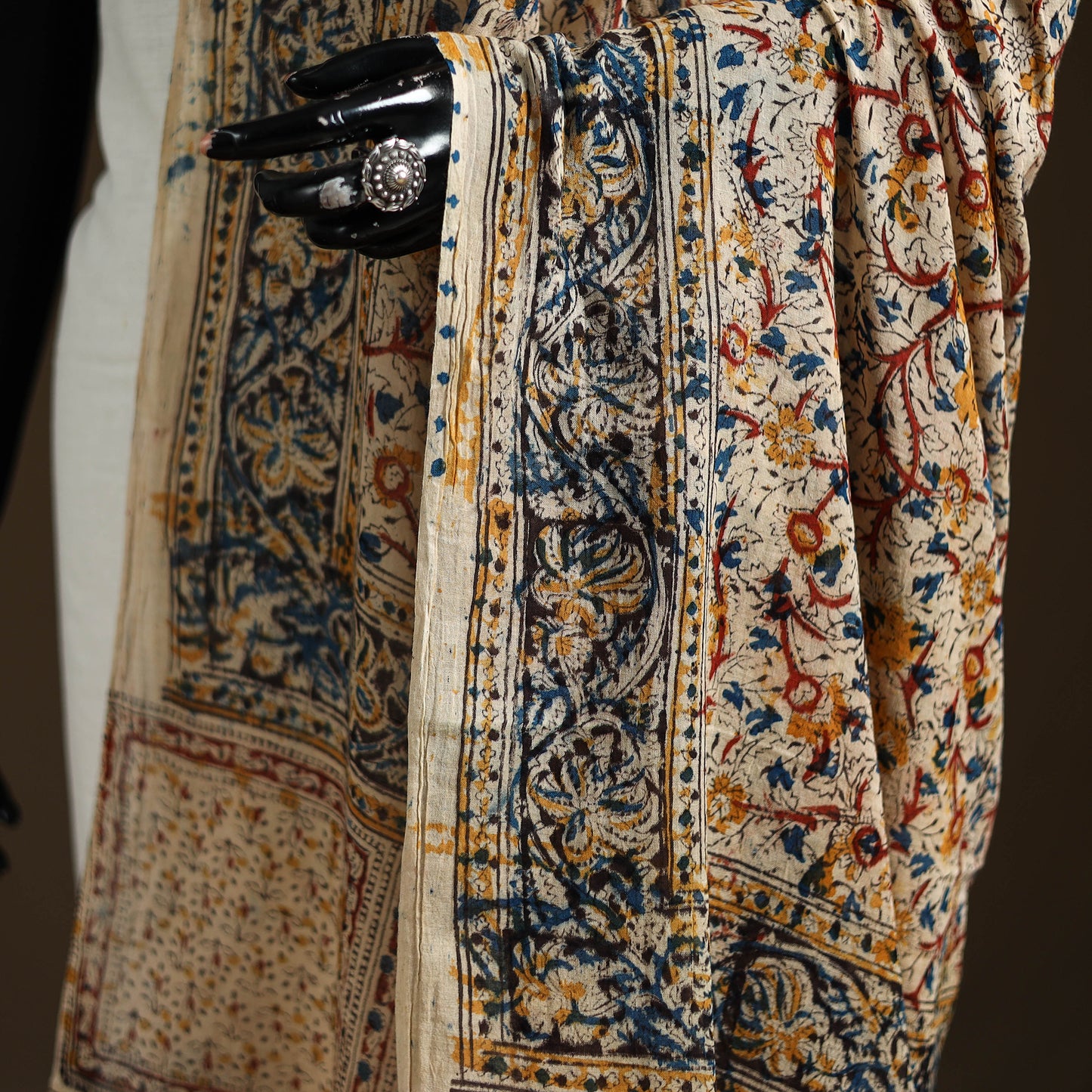 Kalamkari Hand Block Print Natural Dyed Cotton Dupatta 49