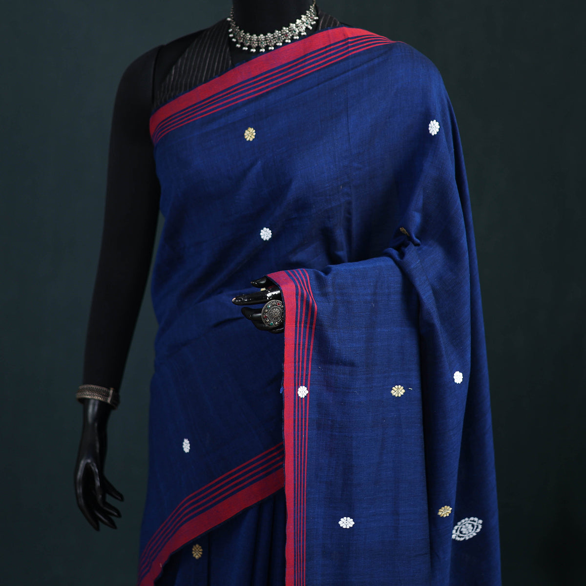 Silk Cotton Thread Buti Assam Pure Handwoven Saree with Blouse Piece 04