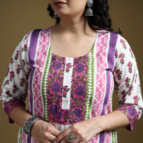Sanganeri Hand Block Print Cotton Suit Set with Dupatta for women 04