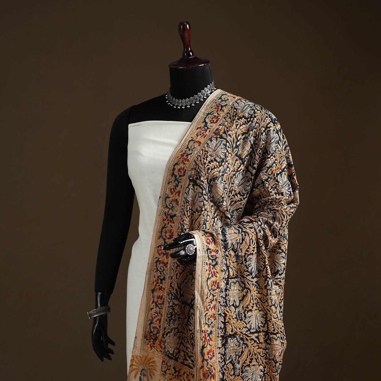 Kalamkari Hand Block Print Natural Dyed Cotton Dupatta 51