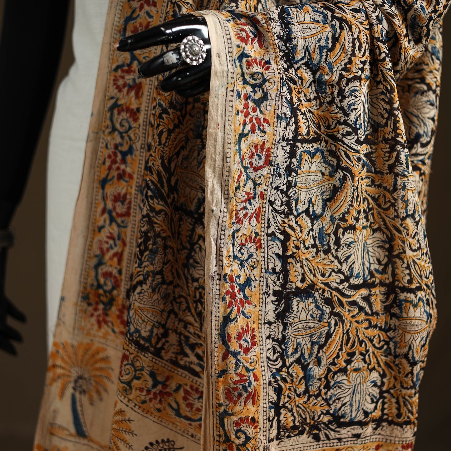 Kalamkari Hand Block Print Natural Dyed Cotton Dupatta 51