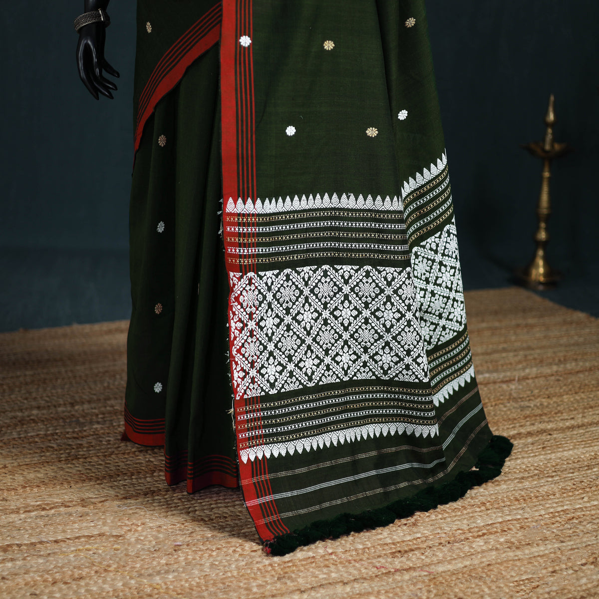 Silk Cotton Thread Buti Assam Pure Handwoven Saree with Blouse Piece 05