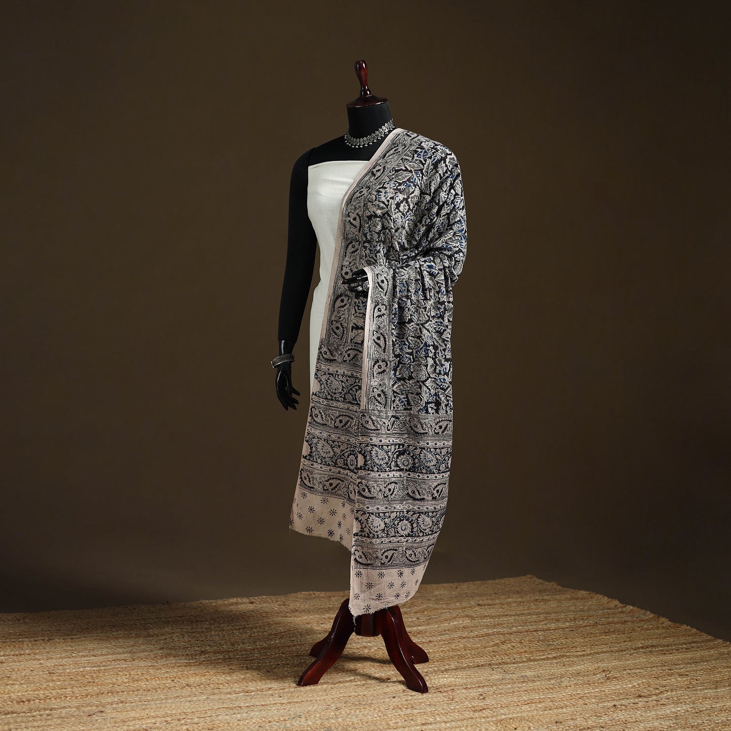 Kalamkari Hand Block Print Natural Dyed Cotton Dupatta 52