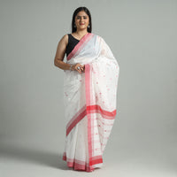 White - Traditional Chanderi Silk Cotton Handloom Buti Saree 07