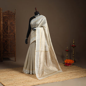 Beige - handloom tissue zari chanderi silk saree 08