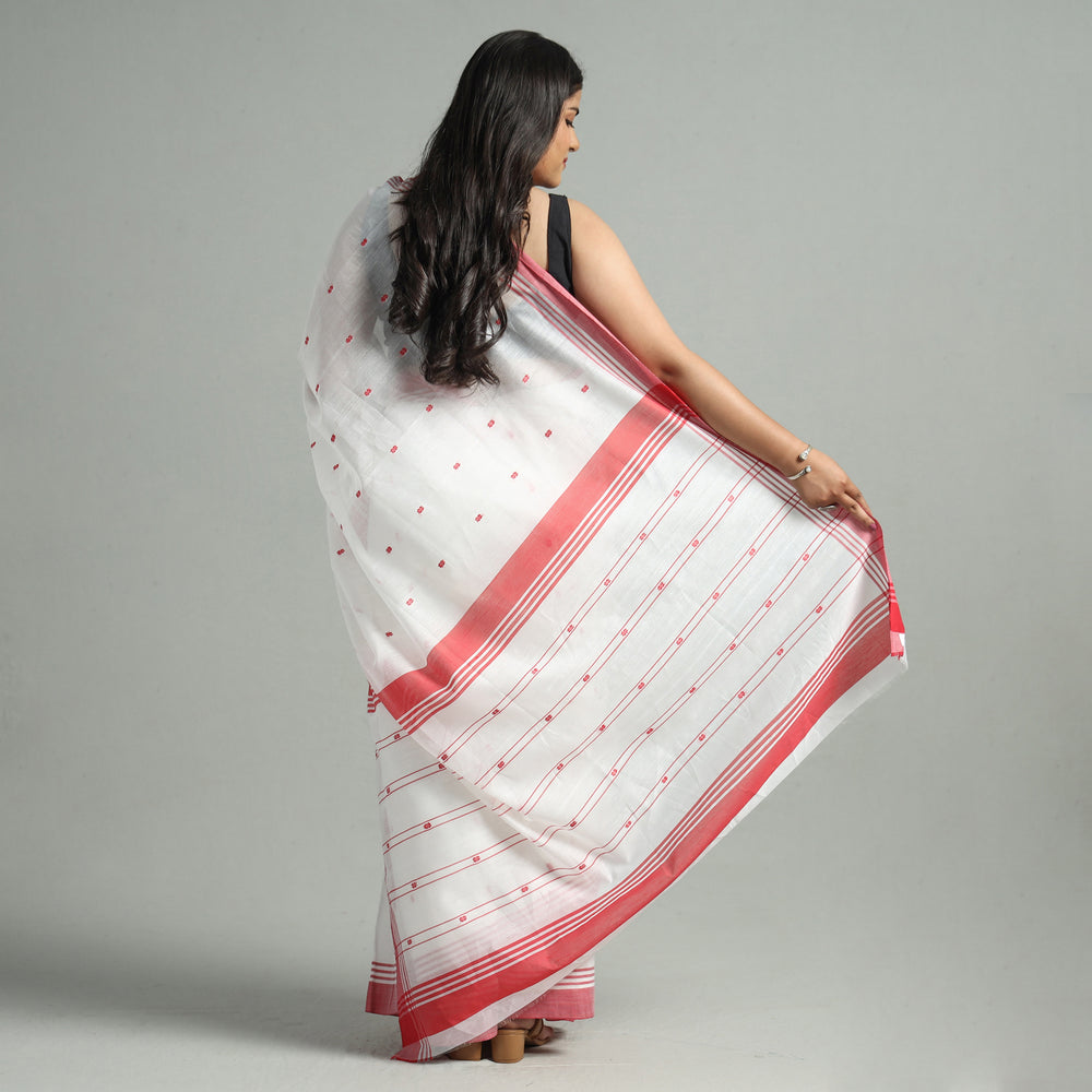 White - Traditional Chanderi Silk Cotton Handloom Buti Saree 07