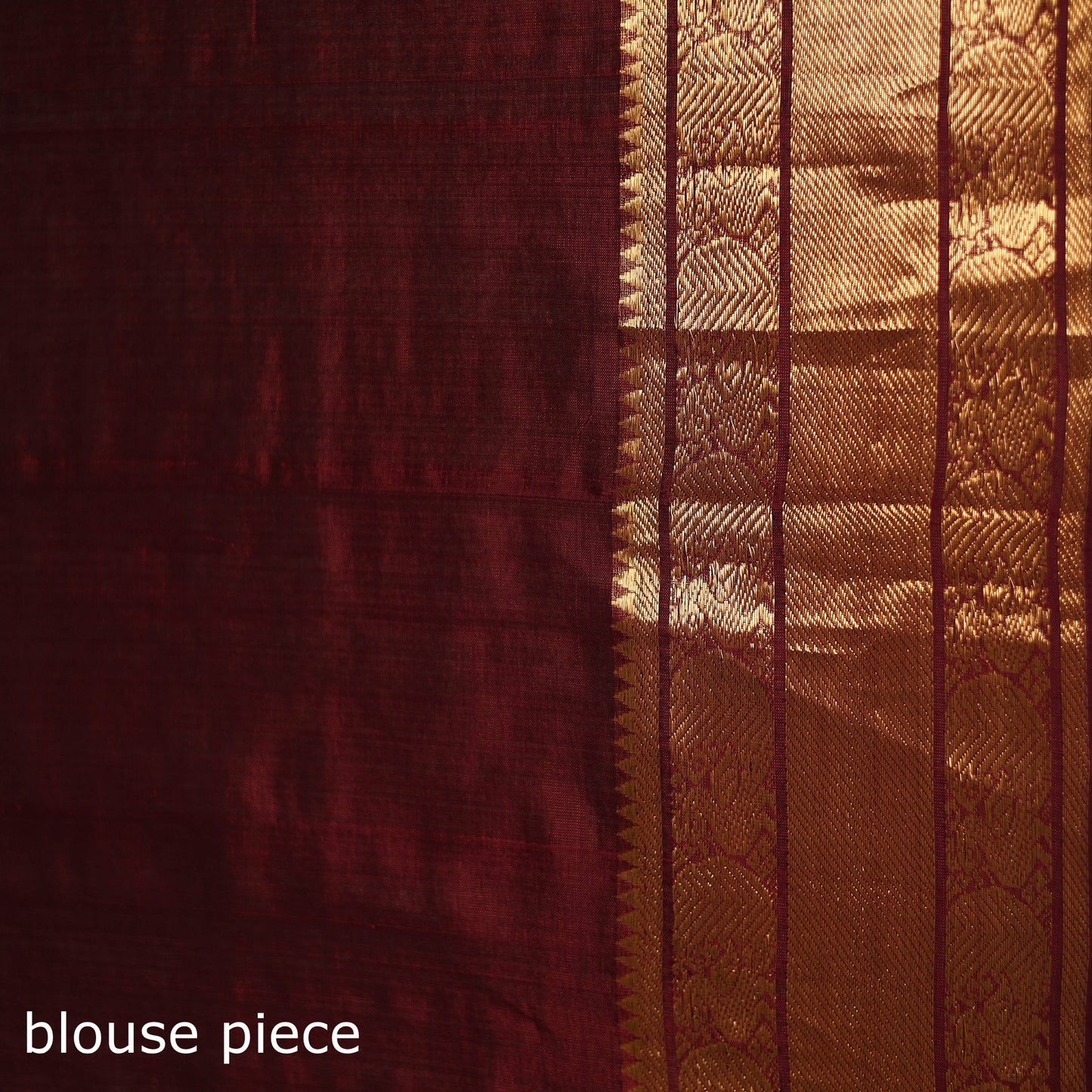 Maroon - Pure Handwoven Mangalagiri Silk Cotton Pattu Saree with Zari Border 03