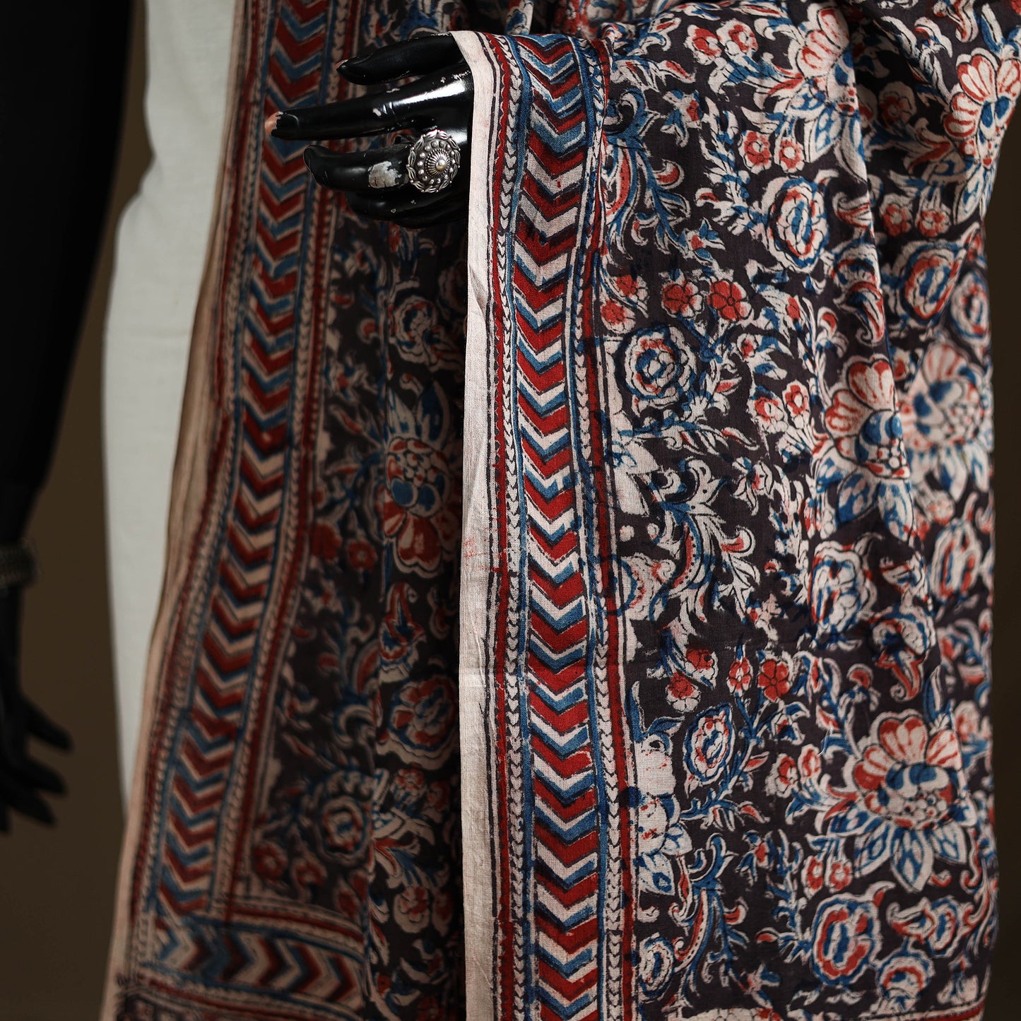 Kalamkari Hand Block Print Natural Dyed Cotton Dupatta 53