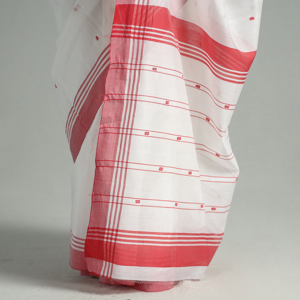 White - Traditional Chanderi Silk Cotton Handloom Buti Saree 07