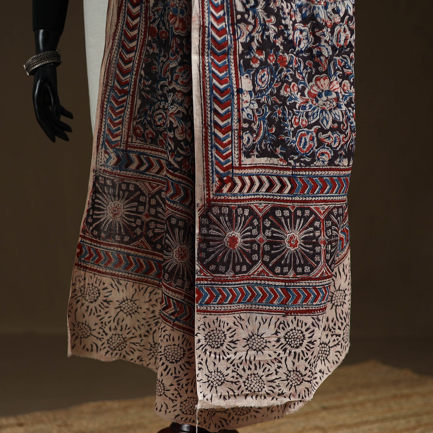 Kalamkari Hand Block Print Natural Dyed Cotton Dupatta 53