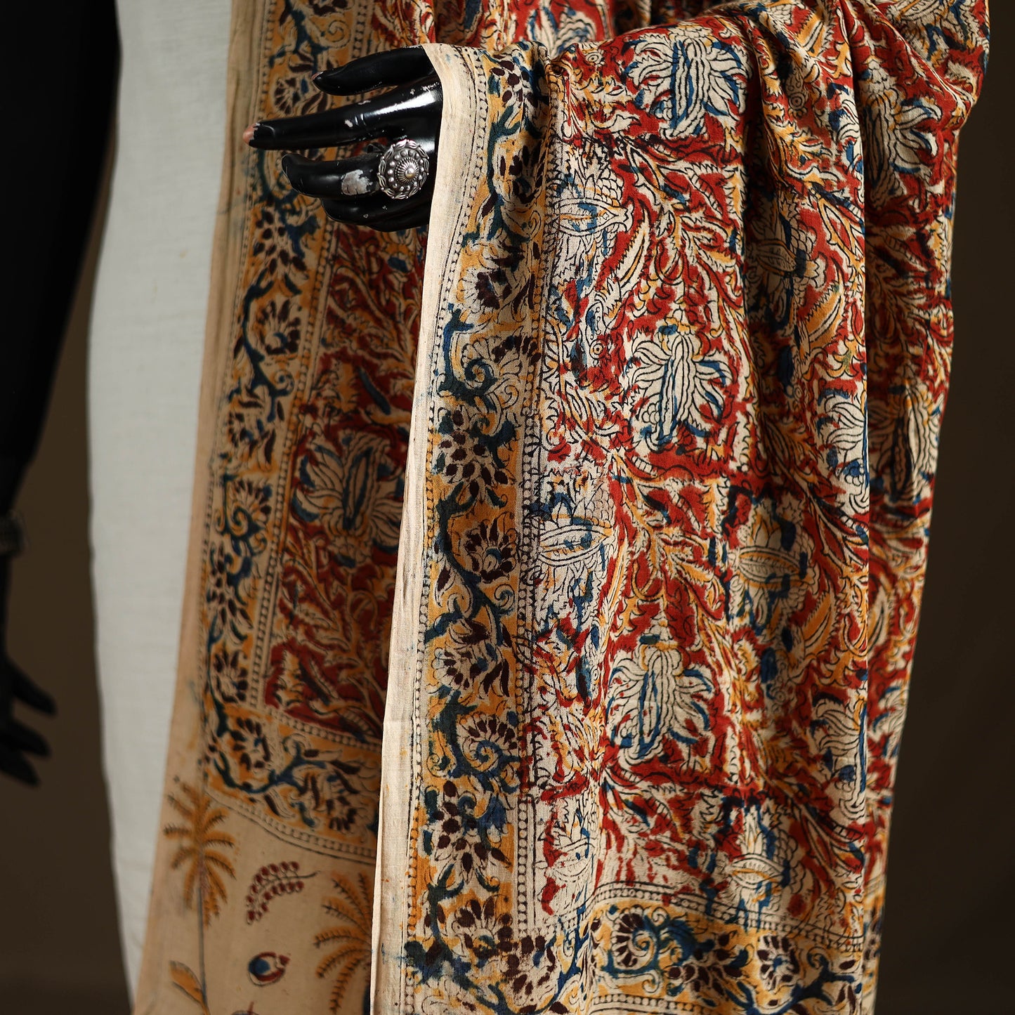 Kalamkari Hand Block Print Natural Dyed Cotton Dupatta 54