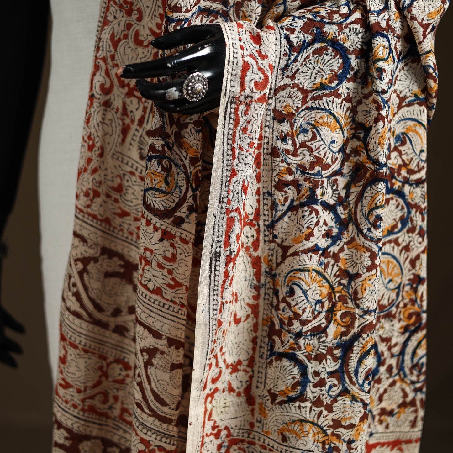 Kalamkari Hand Block Print Natural Dyed Cotton Dupatta 55