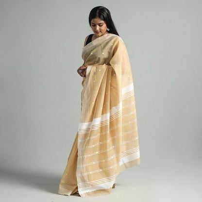 Brown - Traditional Chanderi Silk Cotton Handloom Buti Saree 09