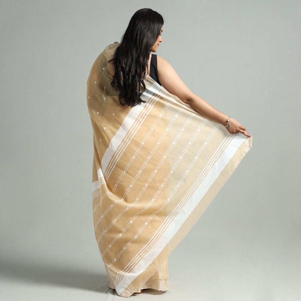 Brown - Traditional Chanderi Silk Cotton Handloom Buti Saree 09