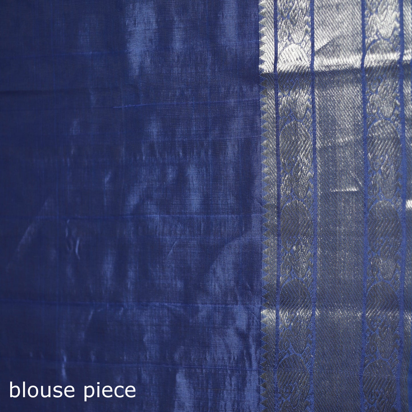 Blue - Pure Handwoven Mangalagiri Silk Cotton Pattu Saree with Zari Border 05