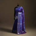 Blue - Pure Handwoven Mangalagiri Silk Cotton Pattu Saree with Zari Border 06
