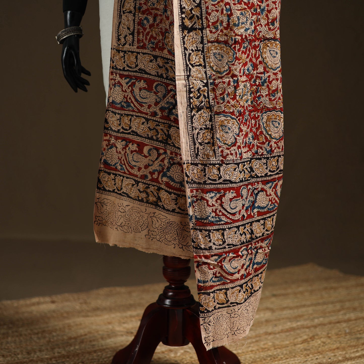 Kalamkari Hand Block Print Natural Dyed Cotton Dupatta 56