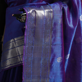 Blue - Pure Handwoven Mangalagiri Silk Cotton Pattu Saree with Zari Border 06
