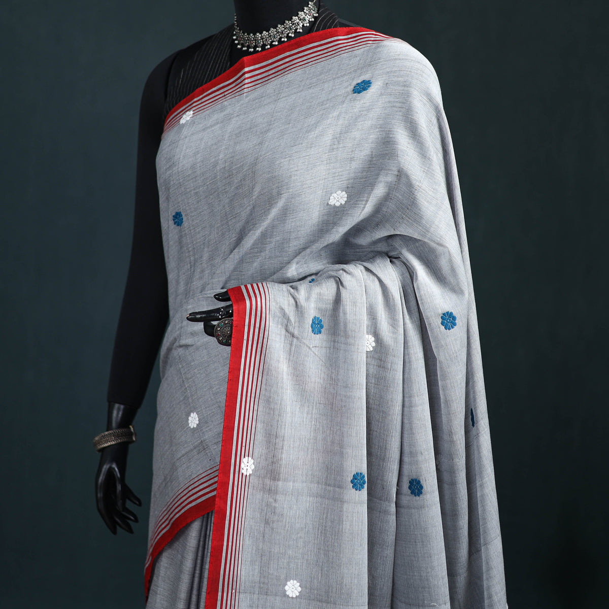Silk Cotton Thread Buti Assam Pure Handwoven Saree 10