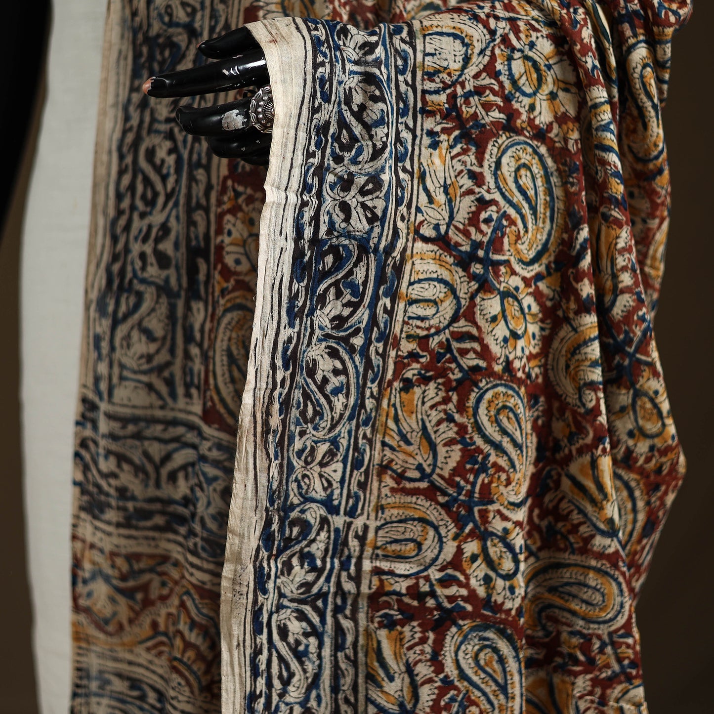 Kalamkari Hand Block Print Natural Dyed Cotton Dupatta 57
