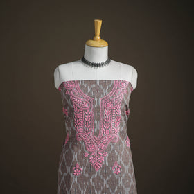 Lucknowi Chikankari Hand Embroidered Cotton Unstitched Kurta Material (2.5M) 05