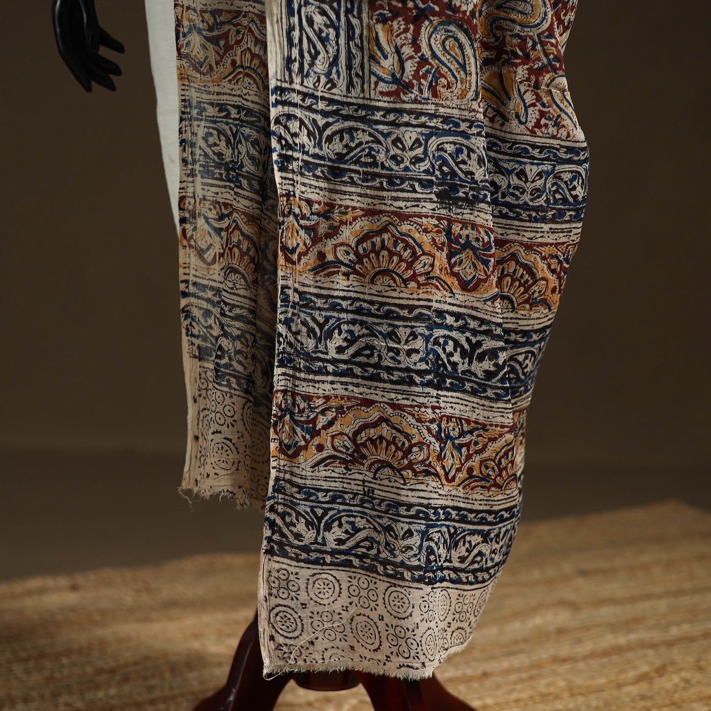 Kalamkari Hand Block Print Natural Dyed Cotton Dupatta 57