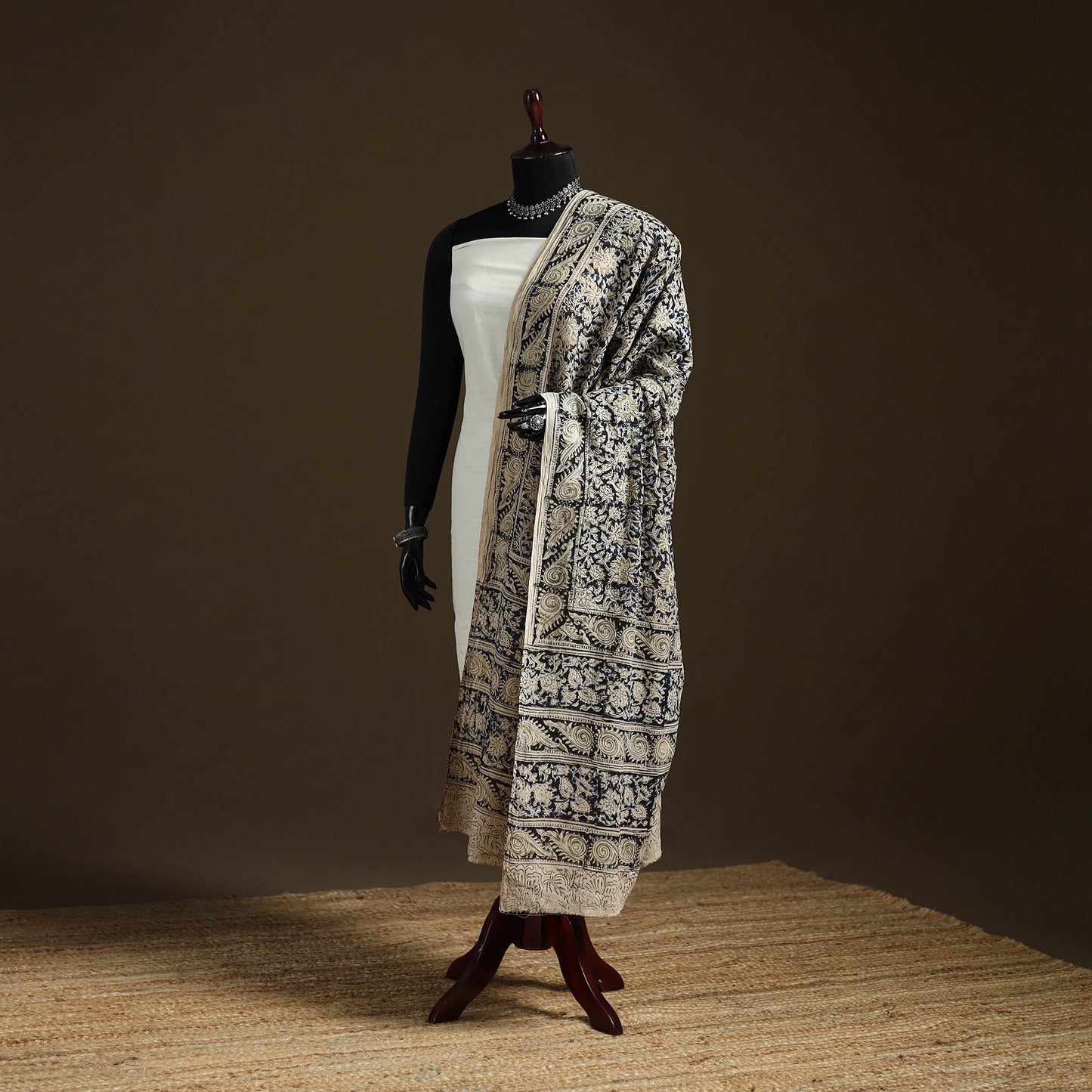 Kalamkari Hand Block Print Natural Dyed Cotton Dupatta 58