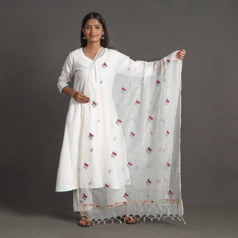 Kota Doria Silk Cotton Kashida Embroidery Dupatta 63