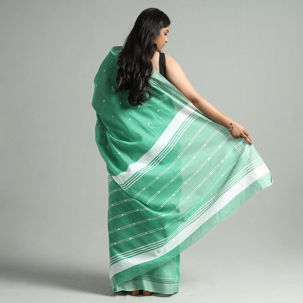 Green - Traditional Chanderi Silk Cotton Handloom Buti Saree 11