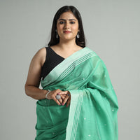 Green - Traditional Chanderi Silk Cotton Handloom Buti Saree 11