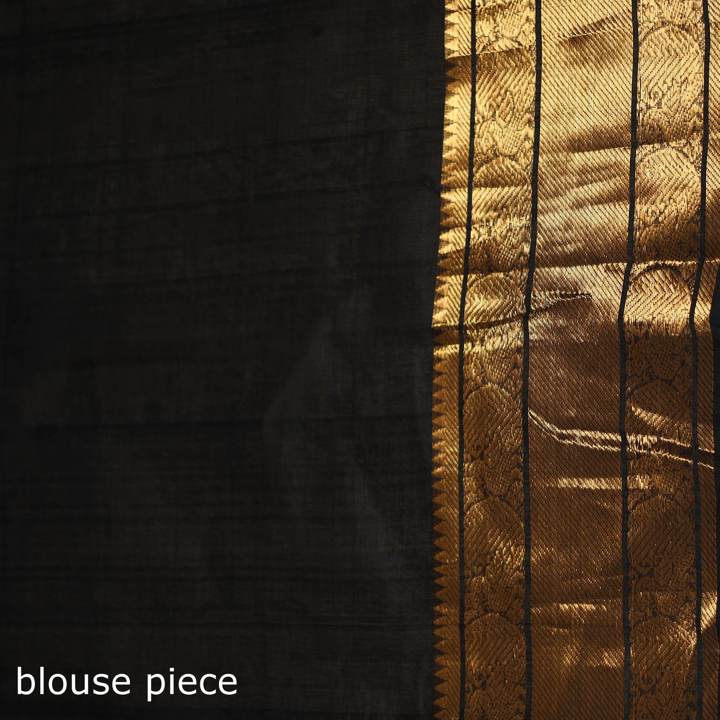 Black - Pure Handwoven Mangalagiri Silk Cotton Pattu Saree with Zari Border 07