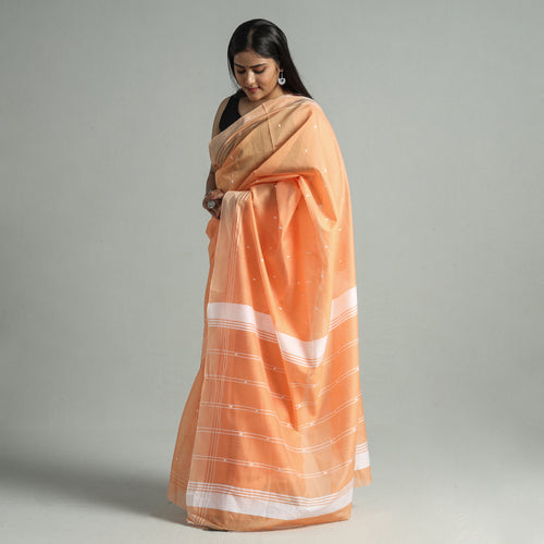 Orange - Traditional Chanderi Silk Cotton Handloom Buti Saree 12