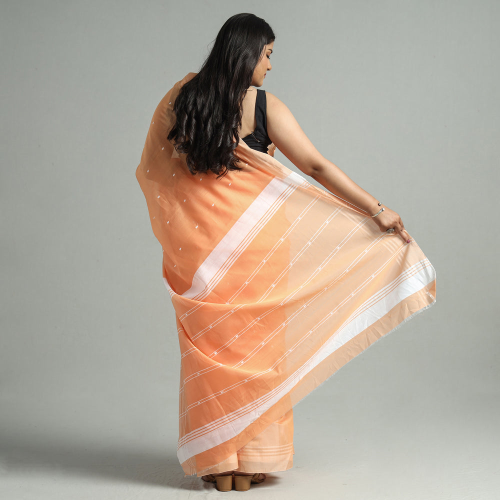 Orange - Traditional Chanderi Silk Cotton Handloom Buti Saree 12