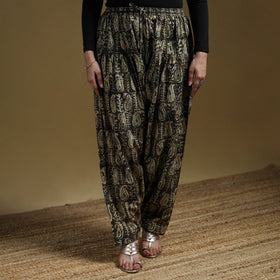 Green - Pedana Kalamkari Hand Block Print Natural Dyed Cotton Salwar 17