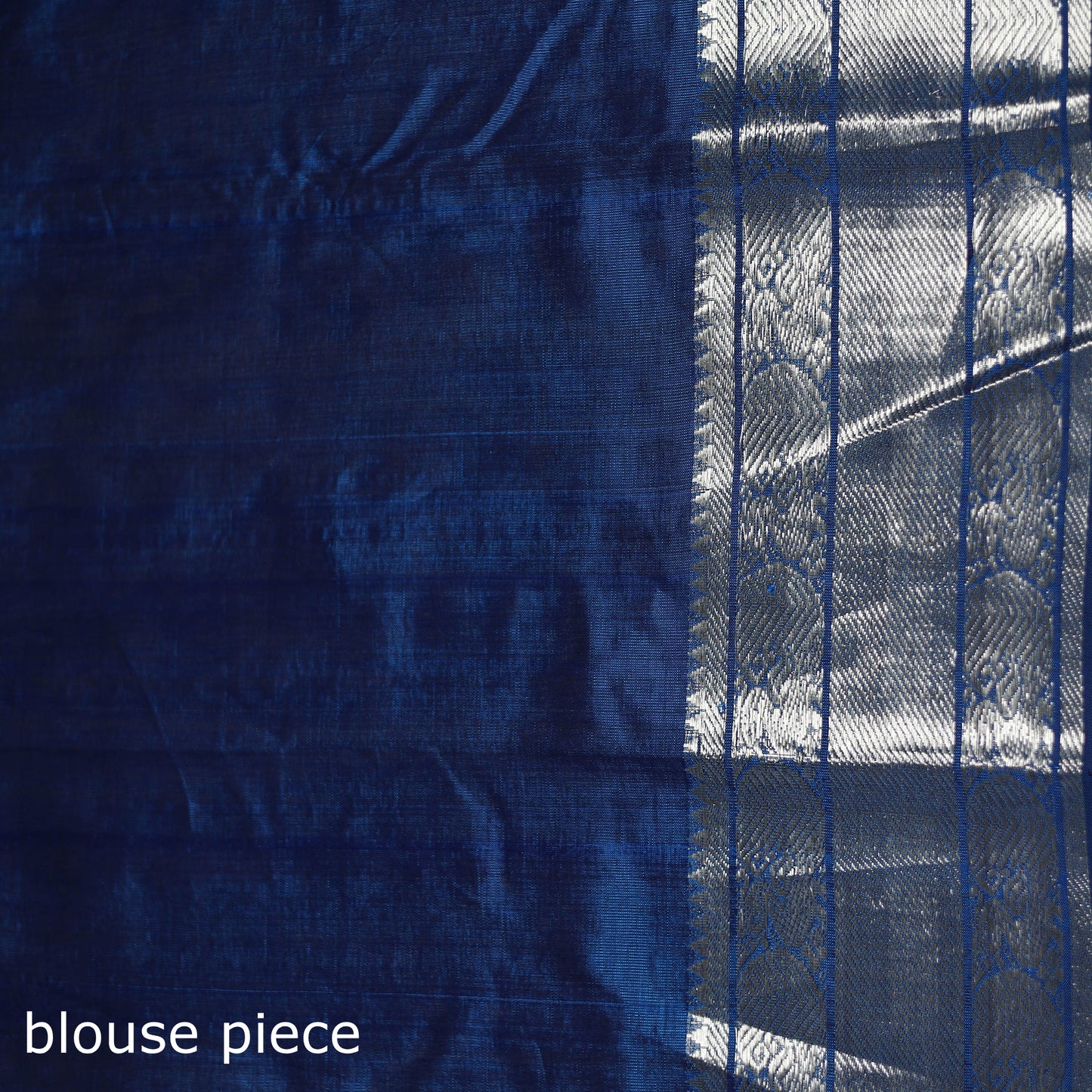 Blue - Pure Handwoven Mangalagiri Silk Cotton Pattu Saree with Zari Border 08