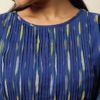 Blue - Pochampally Ikat Weave Cotton Flared Dress 06