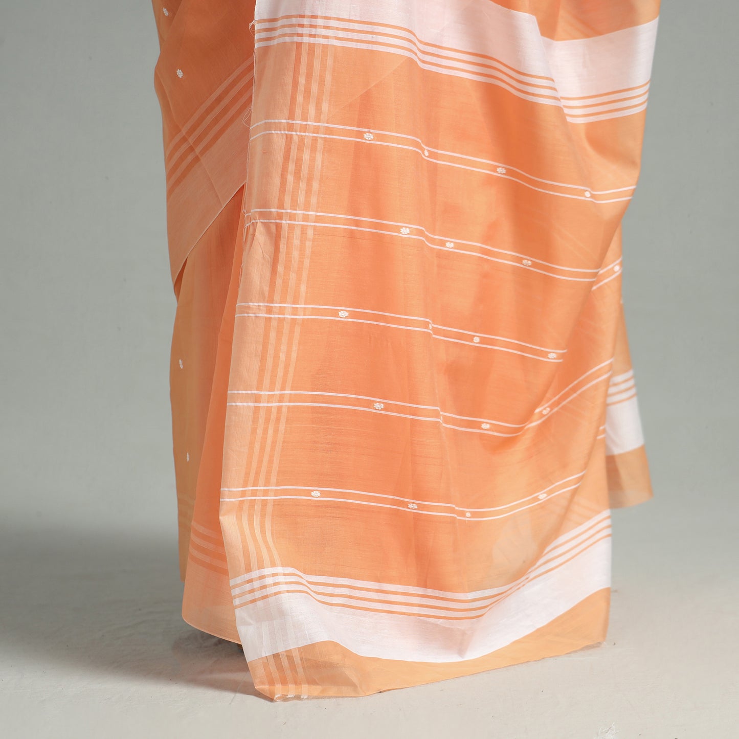 Orange - Traditional Chanderi Silk Cotton Handloom Buti Saree 12