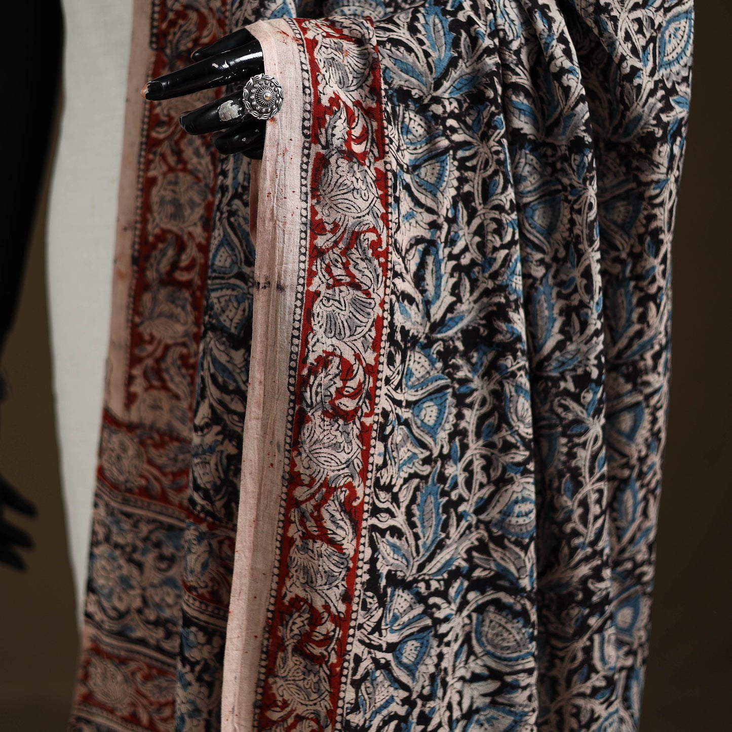 Kalamkari Hand Block Print Natural Dyed Cotton Dupatta 60