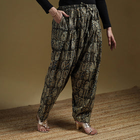 Green - Pedana Kalamkari Hand Block Print Natural Dyed Cotton Salwar 17