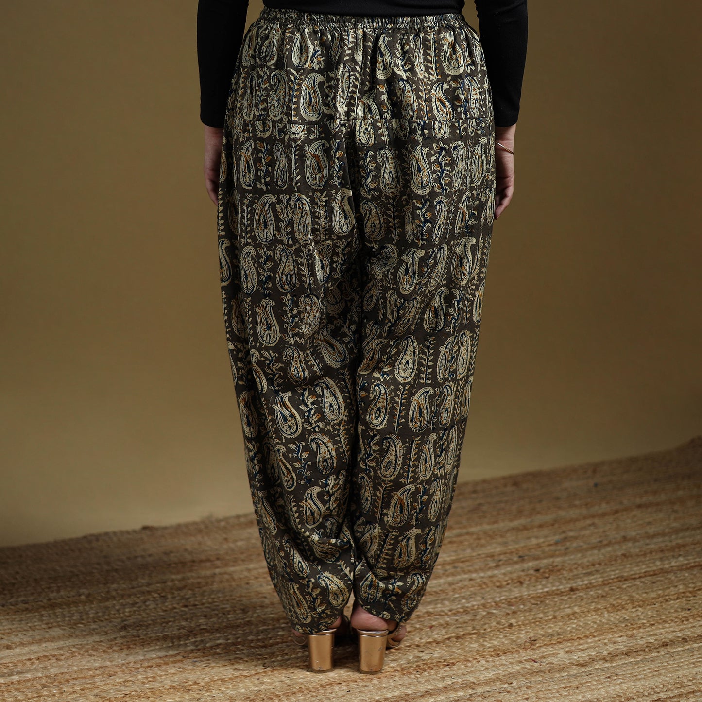 Green - Pedana Kalamkari Hand Block Print Natural Dyed Cotton Salwar 17