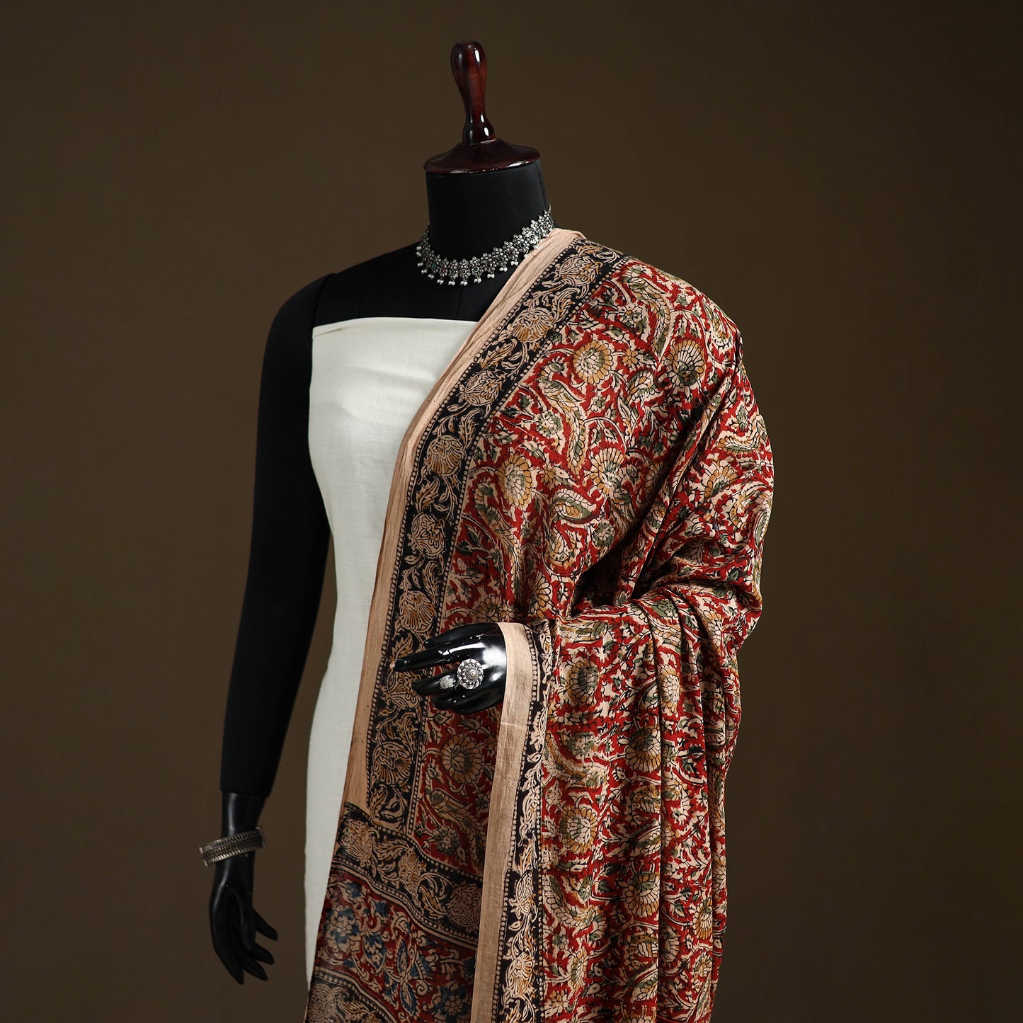 Kalamkari Hand Block Print Natural Dyed Cotton Dupatta 61