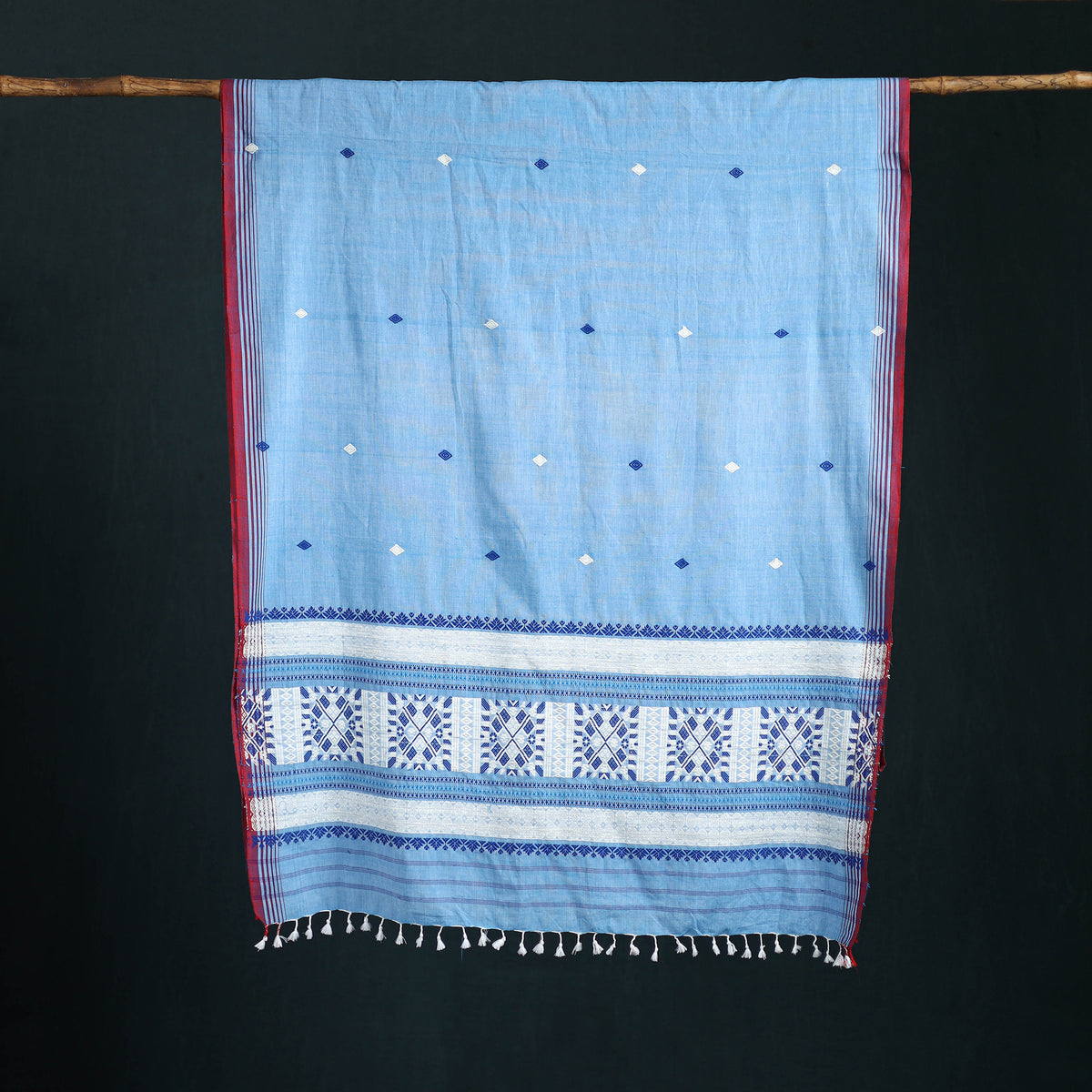 Silk Cotton Thread Buti Assam Pure Handwoven Saree with Blouse Piece 07