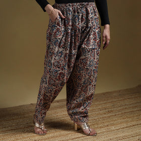 Beige - Pedana Kalamkari Hand Block Print Natural Dyed Cotton Salwar 20