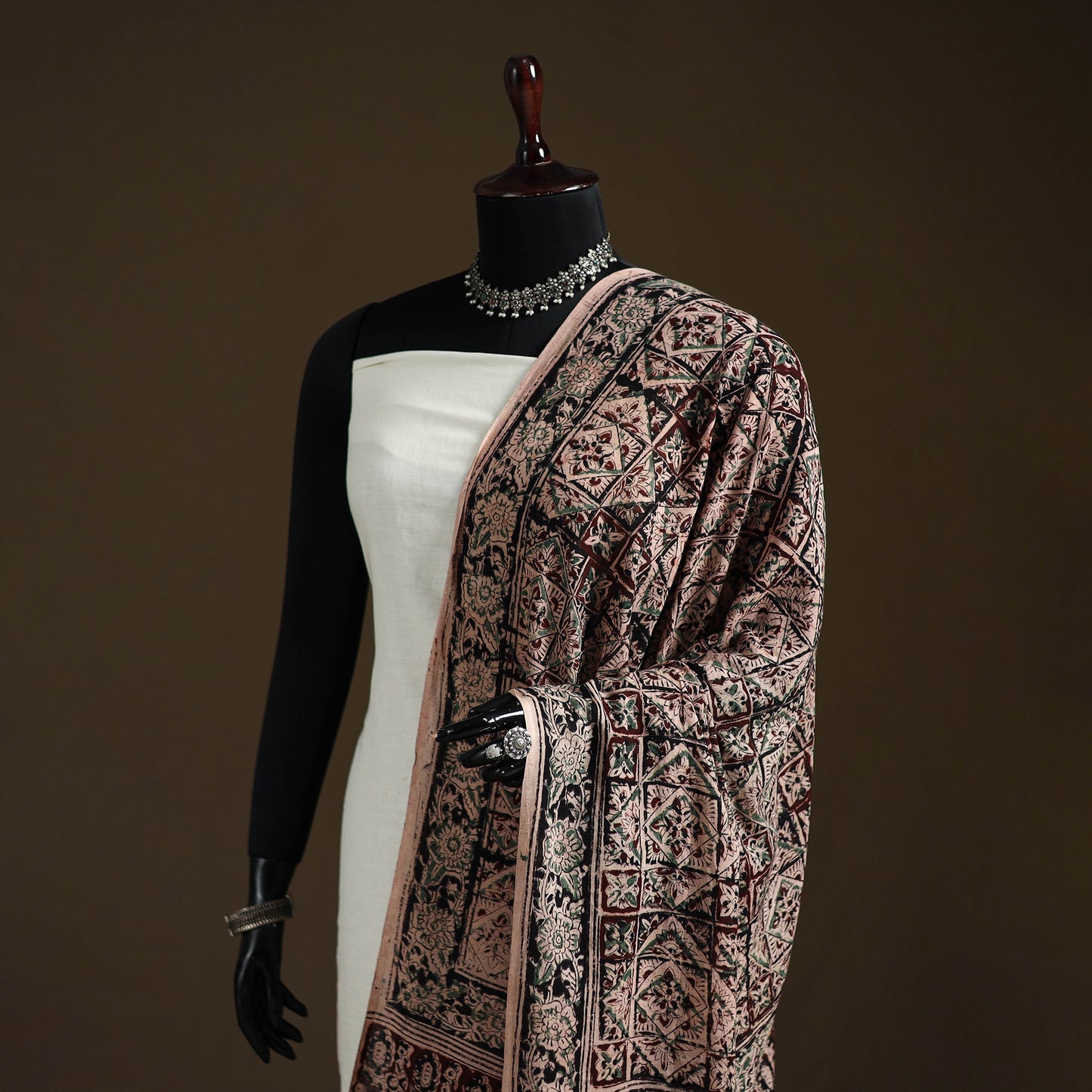 Kalamkari Hand Block Print Natural Dyed Cotton Dupatta 62