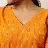 Orange - Pochampally Ikat Weave Cotton Dress with Belt 18