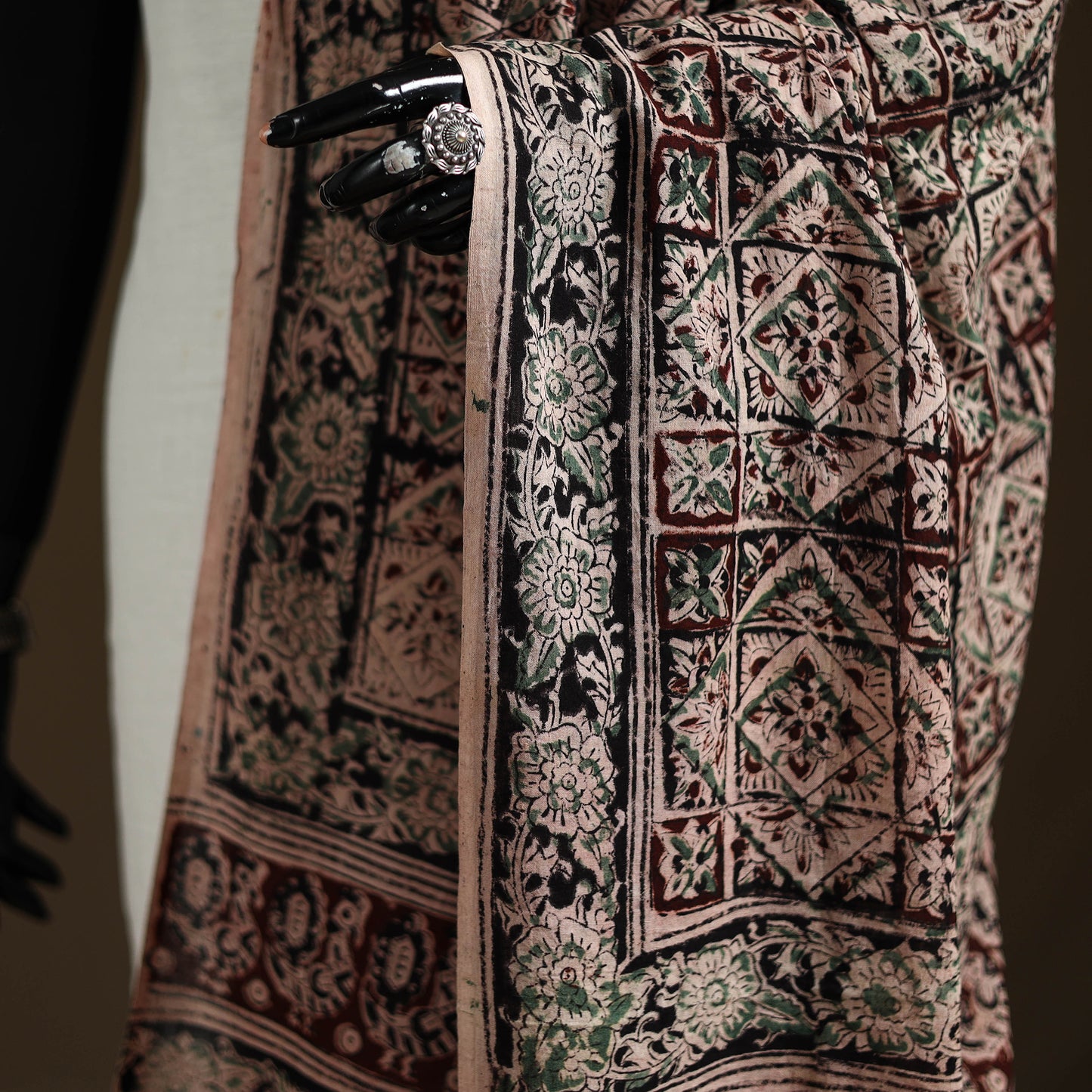 Kalamkari Hand Block Print Natural Dyed Cotton Dupatta 62