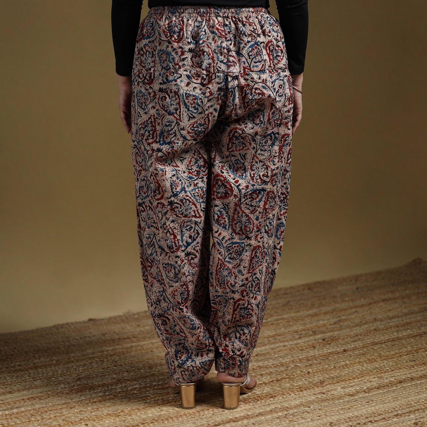 Beige - Pedana Kalamkari Hand Block Print Natural Dyed Cotton Salwar 20