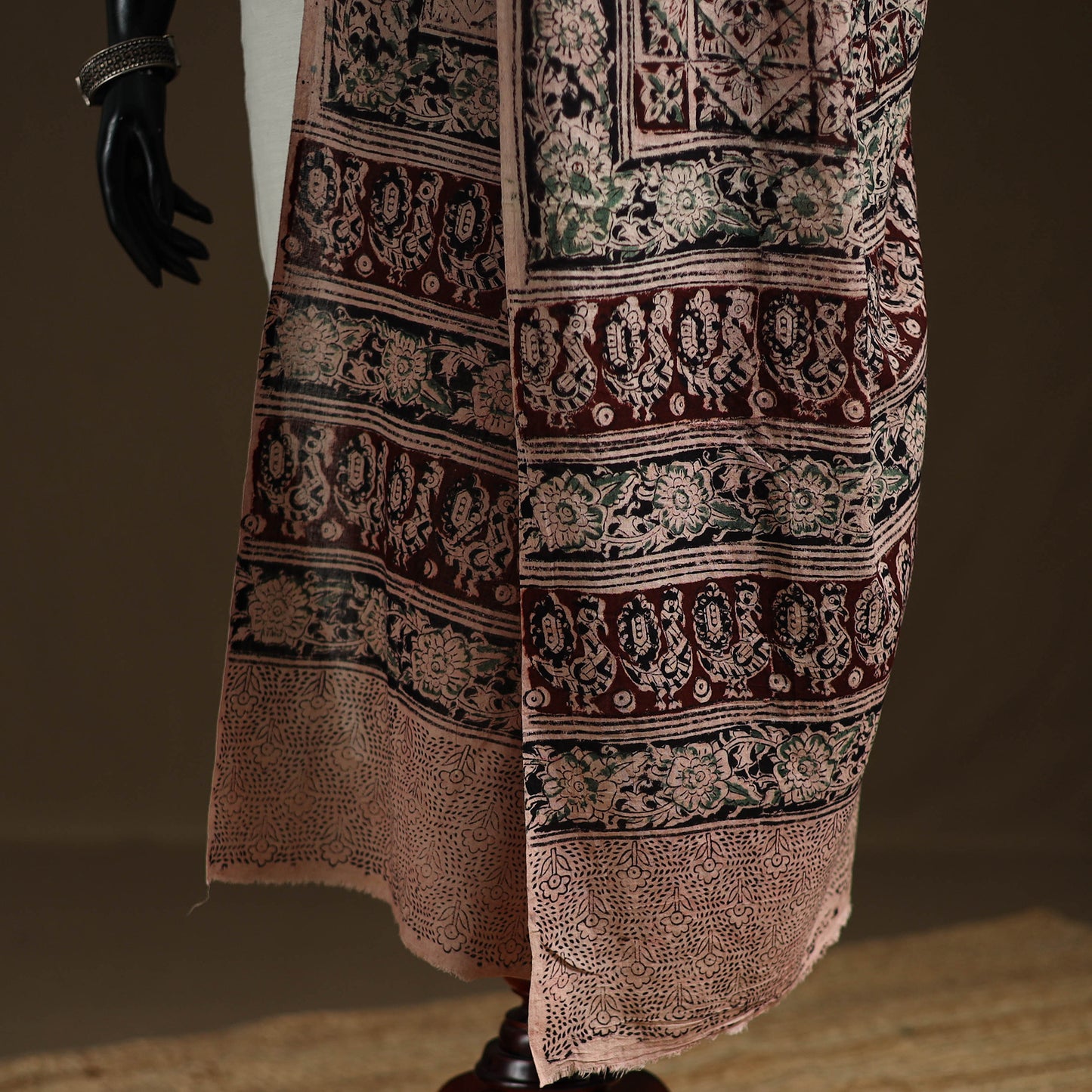 Kalamkari Hand Block Print Natural Dyed Cotton Dupatta 62