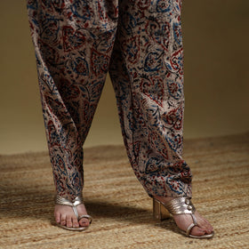 Beige - Pedana Kalamkari Hand Block Print Natural Dyed Cotton Salwar 20